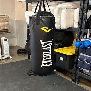 Everlast Black Duffel-Style Punching Bag with Neon Yellow Logo